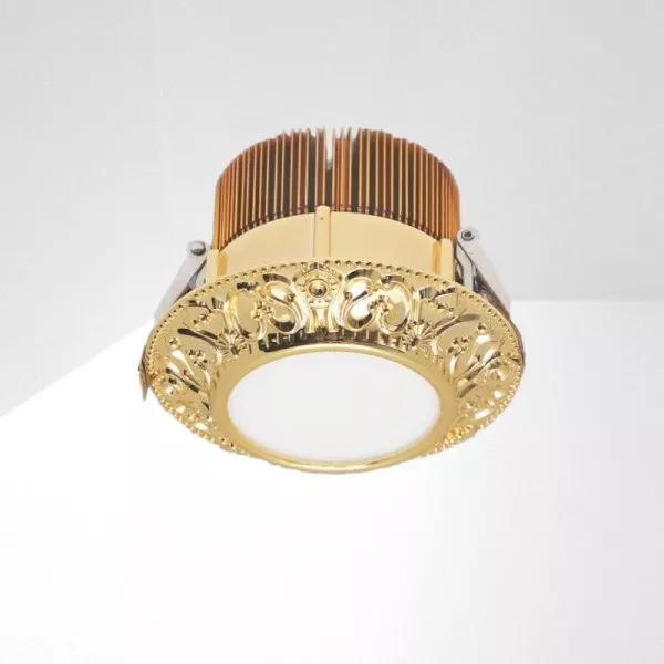 Đèn Downlight Âm Trần Nhà Phố, Biệt Thự Cổ Điển Cao Cấp, 12Wat, Mặt Đèn Mạ Vàng Bóng Anfaco Afc001