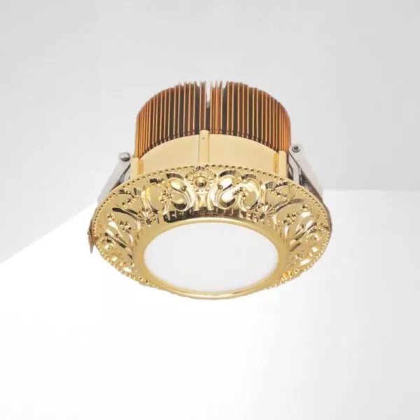 Đèn Downlight Âm Trần Nhà Phố, Biệt Thự Cổ Điển Cao Cấp, 12Wat, Mặt Đèn Mạ Vàng Bóng Anfaco Afc001