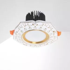 Đèn downlight âm trần nhà phố, biệt thự cổ điển cao cấp, 12wat, mặt Puly cao cấp AFC08