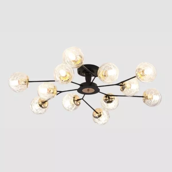 Đèn Gắn Trần Phòng Khách-Bàn Ăn 12 Chao Thủy Tinh Hiện Đại Dc-148