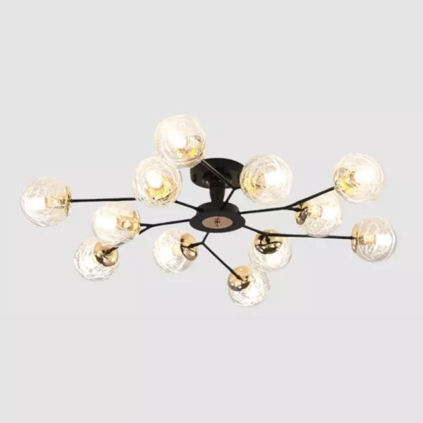 Đèn Gắn Trần Phòng Khách-Bàn Ăn 12 Chao Thủy Tinh Hiện Đại Dc-148