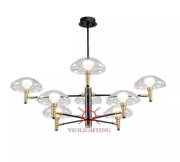 Đèn Gắn Trần Phòng Khách-Bàn Ăn Bán Cổ Điển Chao Thủy Tinh Nghệ Thuật Dc-160