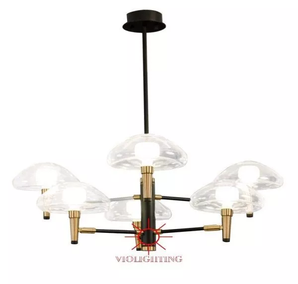 Đèn Gắn Trần Phòng Khách-Bàn Ăn Bán Cổ Điển Chao Thủy Tinh Nghệ Thuật Dc-160