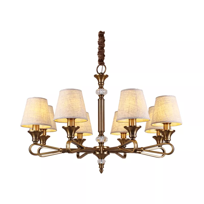 Đèn gắn trần phòng khách-bàn ăn, chao vải, phong cách vintage DC-2020 - Hình ảnh 4