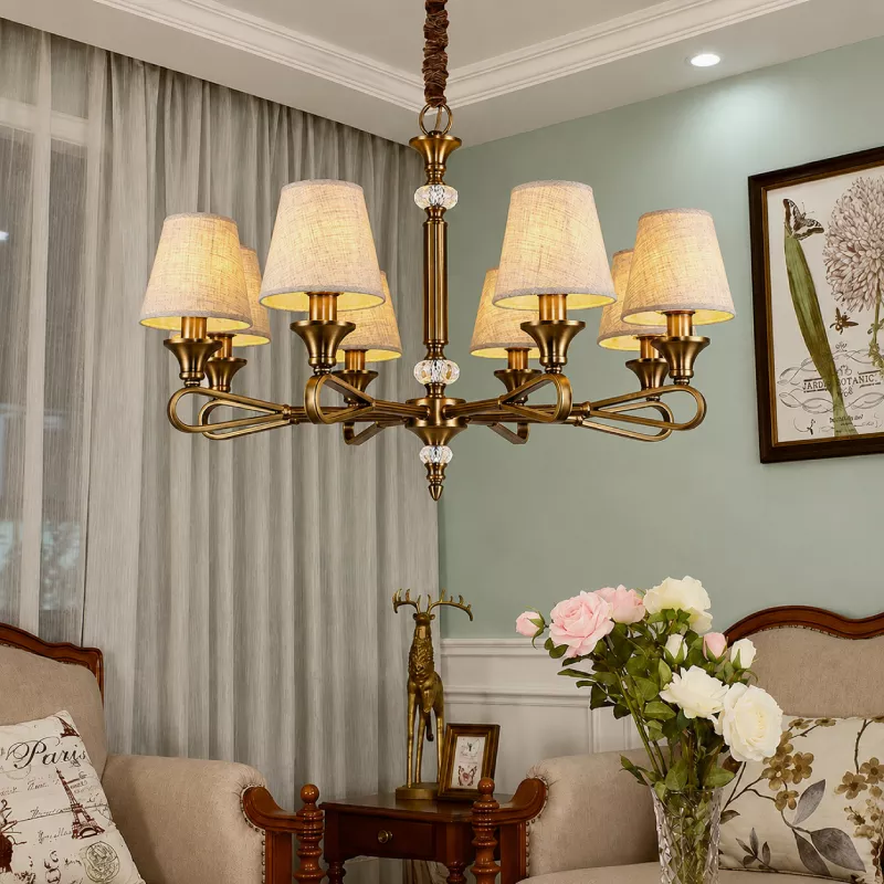 Đèn gắn trần phòng khách-bàn ăn, chao vải, phong cách vintage DC-2020 - Hình ảnh 2