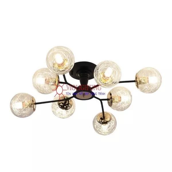Đèn Gắn Trần Phòng Khách-Bàn Ăn Hiện Đại 8 Chao Thủy Tinh Dc-147