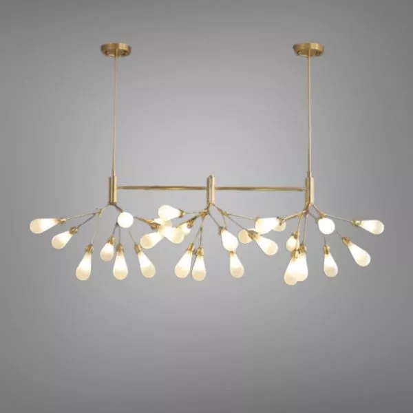 Đèn Gắn Trần Phòng Khách-Bàn Ăn, Kiểu Hera Ngang, Lá Thủy Tinh Ống Hiện Đại Tdc-245