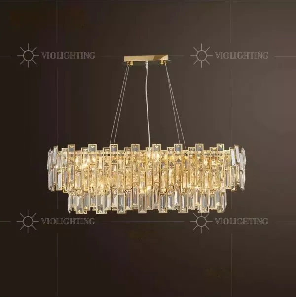 Đèn Gắn Trần Phòng Khách-Bàn Ăn Kiểu Ngang, Phale Phối Inox Si Vàng Cao Cấp Dc-1042