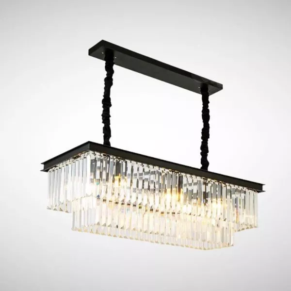 Đèn Gắn Trần Phòng Khách-Bàn Ăn Kiểu Ngang, Phale Thẻ Phối Khung Đen  Dc-1033