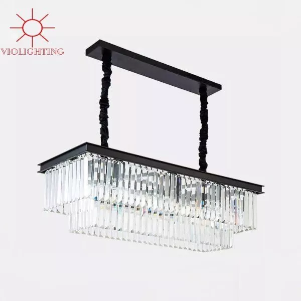 Đèn Gắn Trần Phòng Khách-Bàn Ăn Kiểu Ngang, Phale Thẻ Phối Khung Đen  Dc-1033