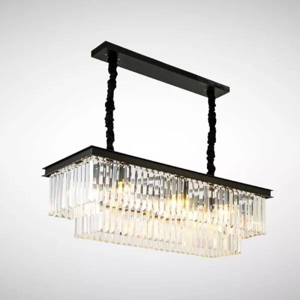 Đèn Gắn Trần Phòng Khách-Bàn Ăn Kiểu Ngang, Phale Thẻ Phối Khung Đen  Dc-1033