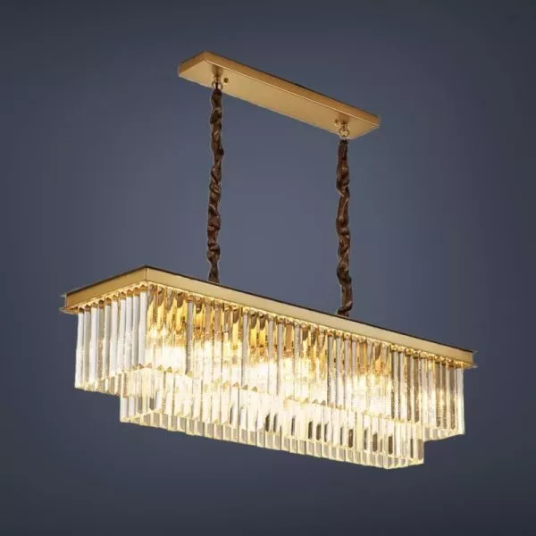 Đèn Gắn Trần Phòng Khách-Bàn Ăn Kiểu Ngang, Phale Thẻ Phối Khung Vàng  Dc-1032