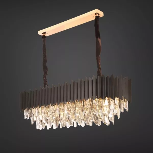 Đèn Gắn Trần Phòng Khách-Bàn Ăn Kiểu Ngang, Thẻ Phale Khói Phối Kim Loại Dc-1060