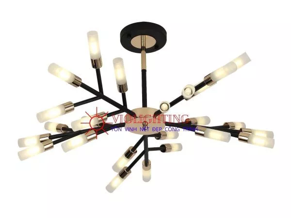 Đèn Gắn Trần Phòng Khách-Bàn Ăn, Kim Loại Phối Ống Thủy Tinh Nghệ Thuật Dc-135