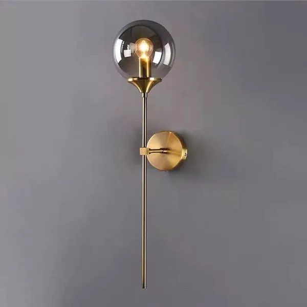 Đèn Gắn Tường Decor, Chao Thủy Tinh Khói Phối Kim Loại Nghệ Thuật Vdc-589