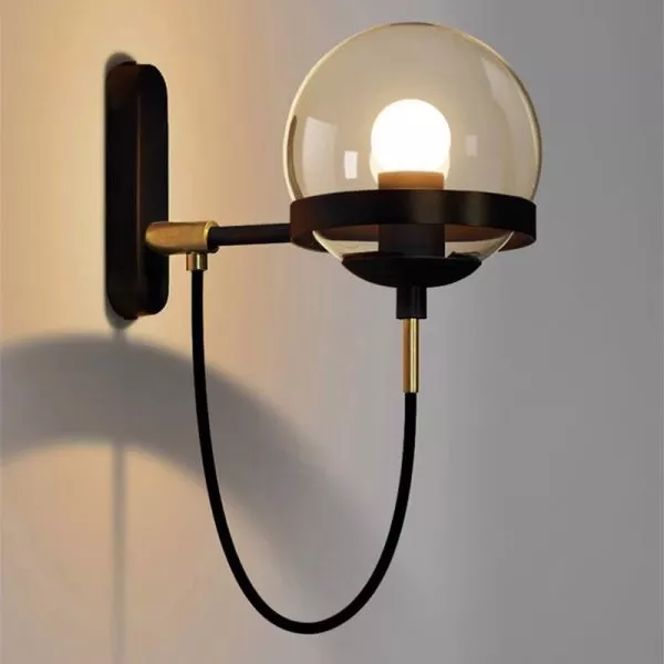 Đèn Gắn Tường Decor, Khung Kim Loại Phối Chao Thủy Tinh Trong Vdc-537