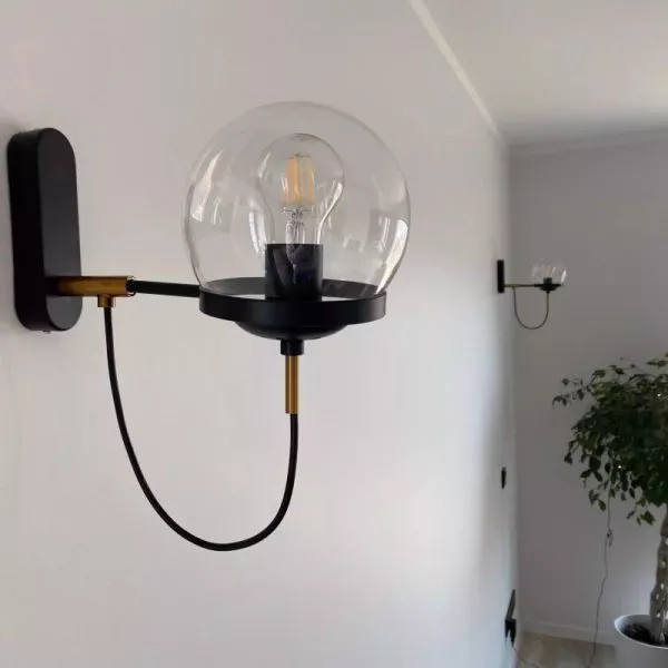 Đèn Gắn Tường Decor, Khung Kim Loại Phối Chao Thủy Tinh Trong Vdc-537