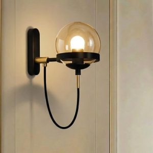 Đèn gắn tường decor, khung kim loại phối chao thủy tinh trong VDC-537