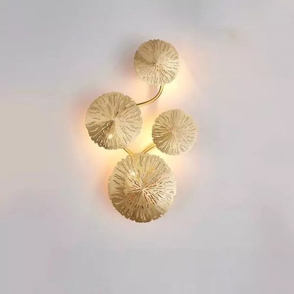 Đèn Gắn Tường Decor, Kim Loại Si Vàng Đồng, Thiết Kế Kiểu Lá Sen Vdc-585