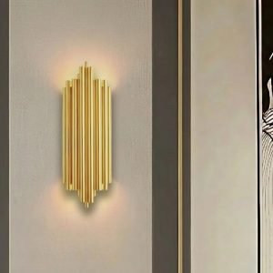 Đèn gắn tường Decor, kim loại si vàng đồng, thiết kế ống tre VDC-562