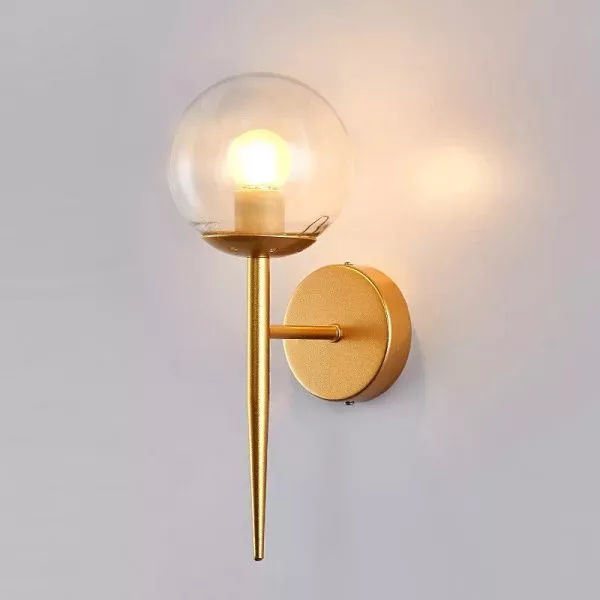 Đèn Gắn Tường Decor, Thiết Kế Hình Đuốc, Chao Thủy Tinh Trà Nghệ Thuật Vdc-548