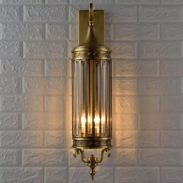 Đèn Gắn Tường Ngoài Trời, Kim Loại Đồng Phối Kính Trong Vd-106
