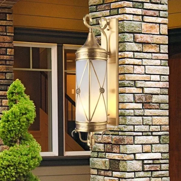 Đèn Gắn Tường Ngoài Trời, Kim Loại Đồng Phối Kính Trong Vd-107