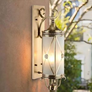 Đèn gắn tường ngoài trời, kim loại đồng phối kính trong VD-107