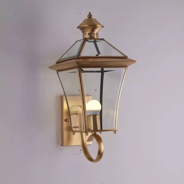 Đèn Gắn Tường Ngoài Trời, Kim Loại Đồng Phối Kính Trong Vd-113