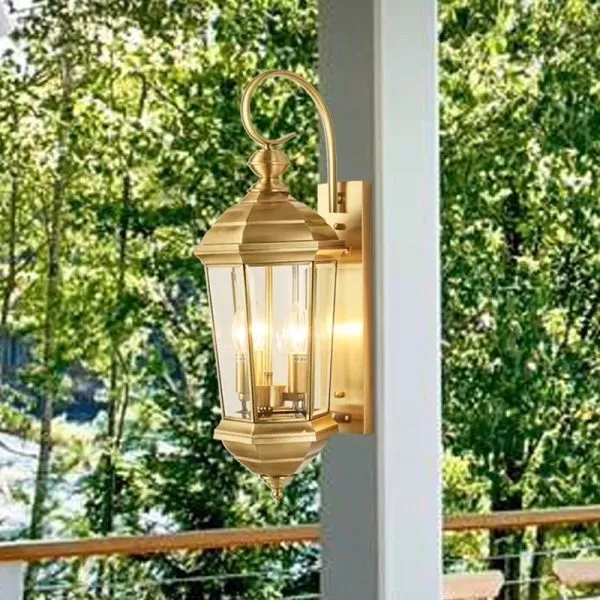 Đèn Gắn Tường Ngoài Trời, Kim Loại Đồng Phối Kính Trong Vd-120