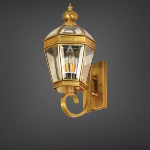 Đèn Gắn Tường Ngoài Trời, Kim Loại Đồng Phối Kính Trong Vd-125
