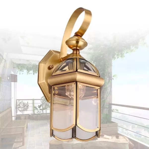 Đèn Gắn Tường Ngoài Trời, Kim Loại Đồng Phối Kính Trong Vd-140