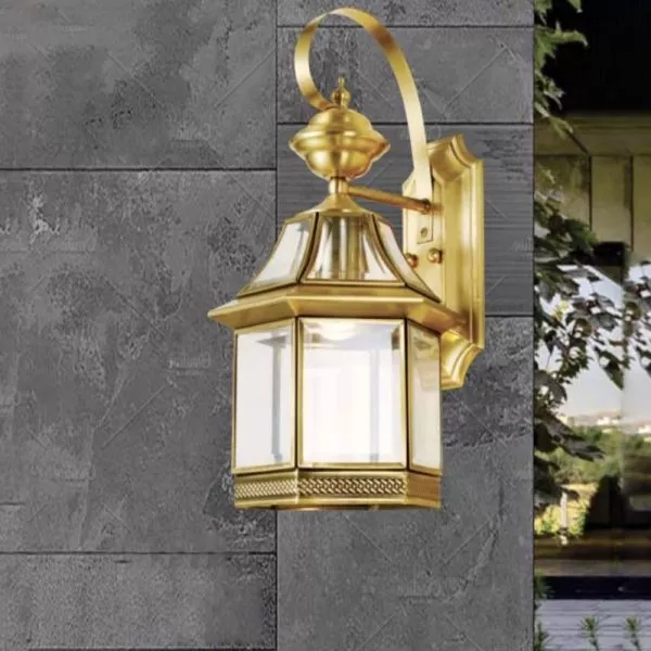 Đèn Gắn Tường Ngoài Trời, Kim Loại Đồng Phối Kính Trong Vd-141
