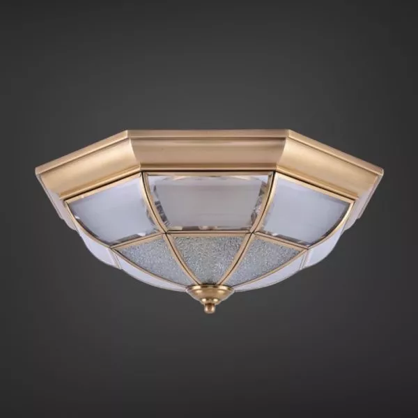 Đèn Ốp Trần Đồng, Mặt Kính Nghệ Thuật Ocd-003