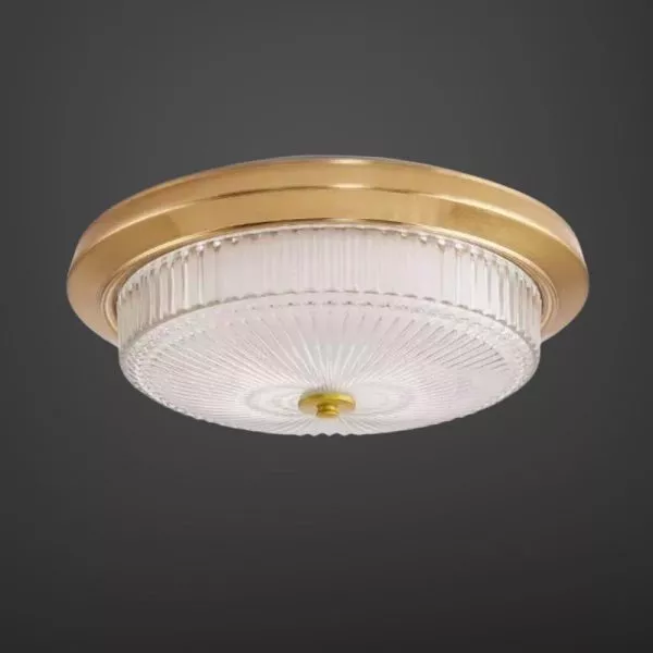 Đèn Ốp Trần Đồng, Mặt Kính Nghệ Thuật Ocd-017