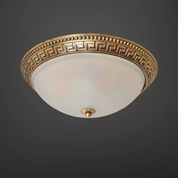 Đèn Ốp Trần Đồng, Mặt Kính Nghệ Thuật Ocd-018