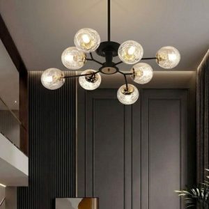 Đèn gắn trần phòng khách-bàn ăn hiện đại 8 chao thủy tinh DC-147