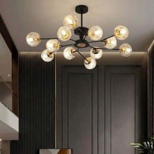 Đèn gắn trần Phòng Khách-Bàn Ăn 12 chao thủy tinh hiện đại DC-148