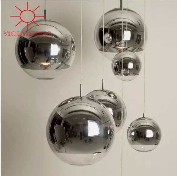Đèn Thả Cầu Thủy Tinh Khít Màu Bạc Tdc-28B