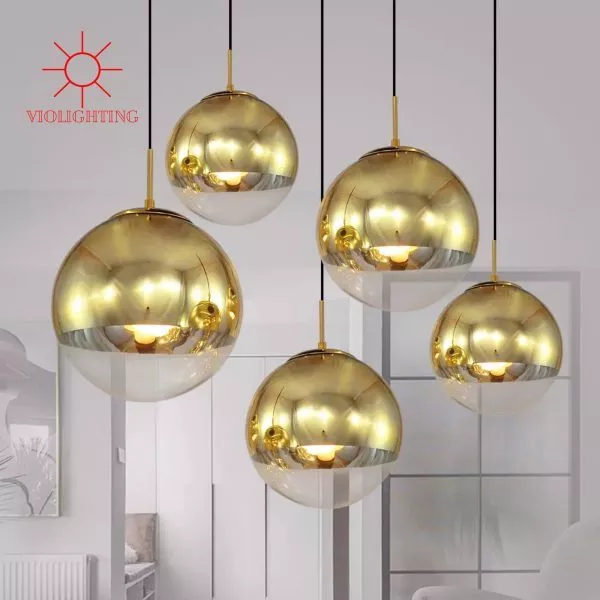Đèn Thả Cầu Thủy Tinh Khít Màu Vàng Tdc-28V