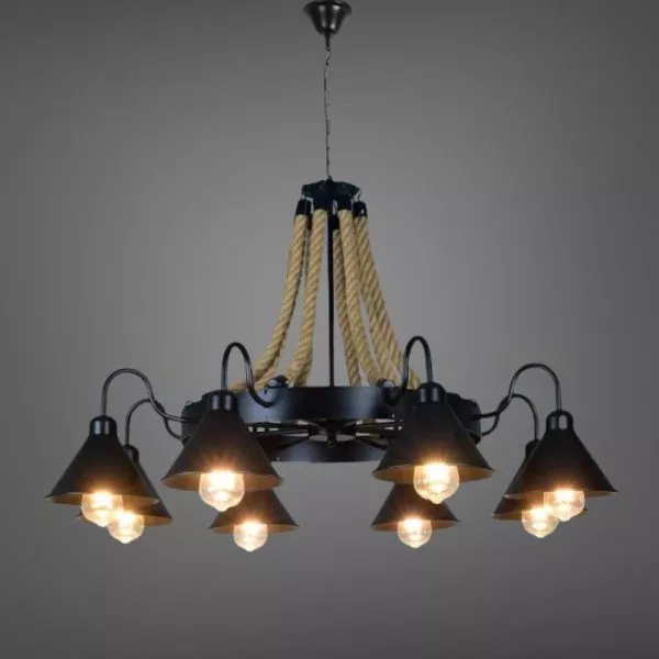 Đèn Thả Chụp Sắt - Dây Thừng, Phong Cách Cơ Khí Tdc-106