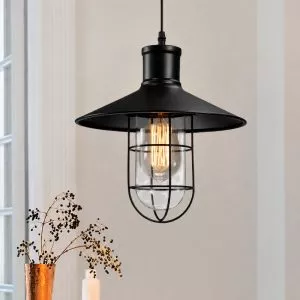 Đèn thả chụp sắt phối chao thủy tinh TDC-13