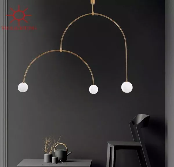 Đèn Thả Decor - Khung Kim Loại Thả Kiểu Ngang, Chao Thủy Tinh Đục Tdc-169