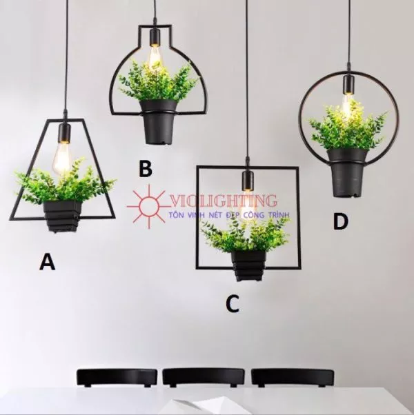 Đèn Thả Decor - Khung Sắt, Trồng Cây Giá Rẻ Tdc-23