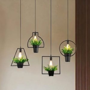 Đèn thả decor – khung sắt, trồng cây giá rẻ TDC-23
