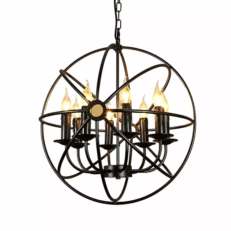 Đèn thả decor - phong cách cơ khí, hình quả cầu sắt nghệ thuật TDC-09 - Hình ảnh 2