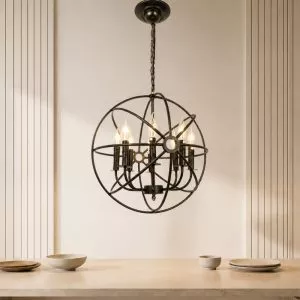 Đèn thả decor – phong cách cơ khí, hình quả cầu sắt nghệ thuật TDC-09
