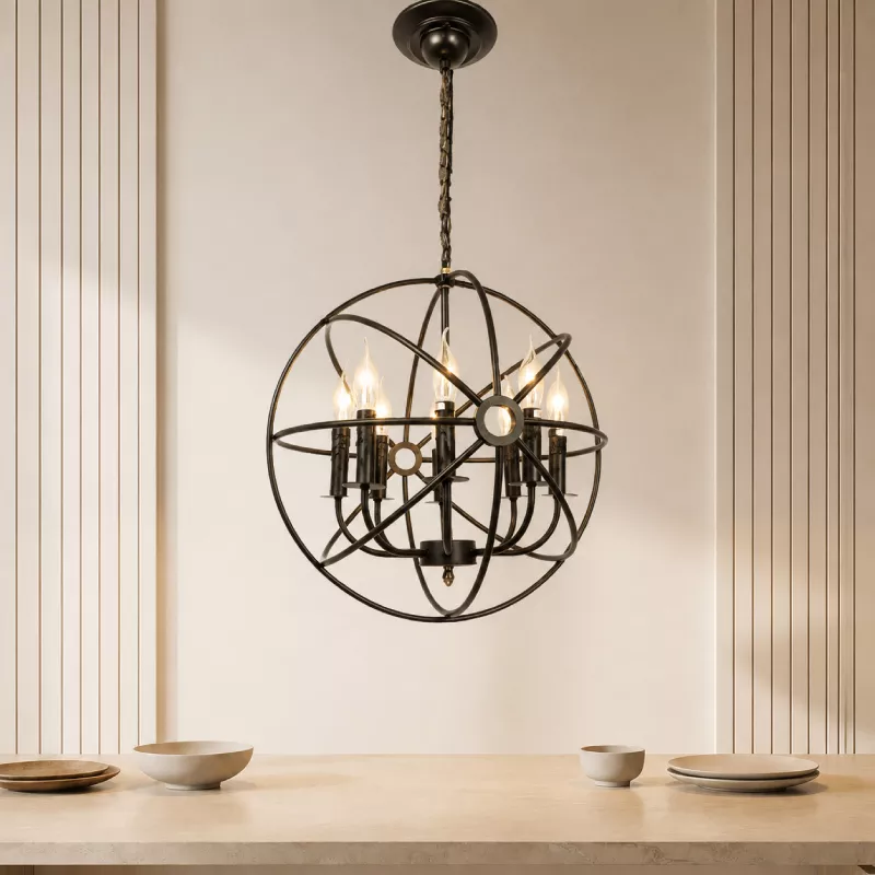 Đèn thả decor - phong cách cơ khí, hình quả cầu sắt nghệ thuật TDC-09