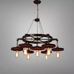 Đèn thả decor – phong cách cơ khí, thiết bánh răng gỗ độc đáo TDC-112