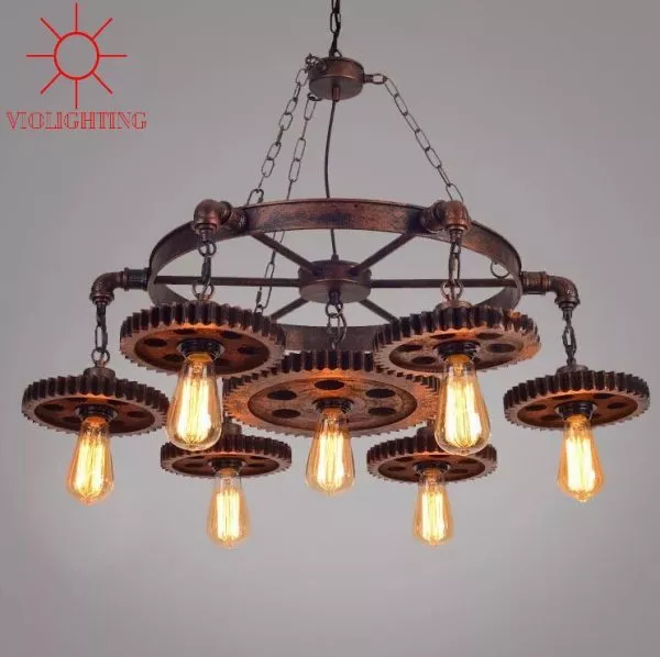 Đèn Thả Decor - Phong Cách Cơ Khí, Thiết Bánh Răng Gỗ Độc Đáo Tdc-112